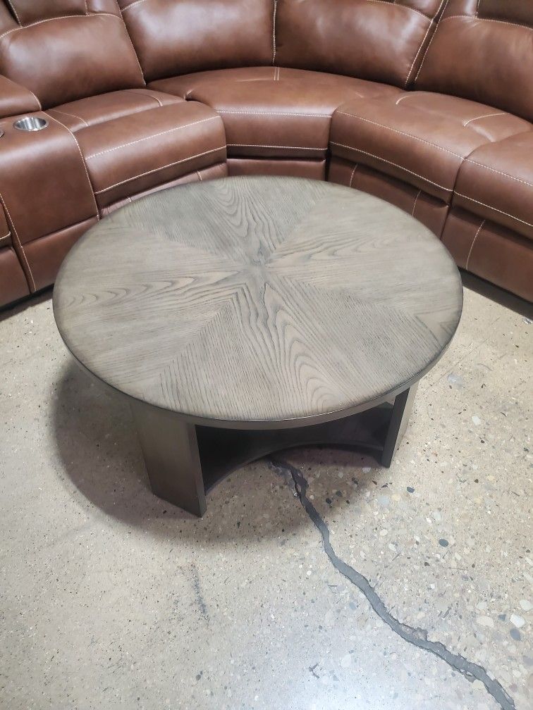 3 Pc Grsy Coffee Table Set With Console Table (New)