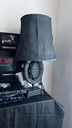 Black Gothic Table Lamp with Ornate Base