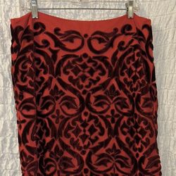 KAS New York: Crushed Velvet Patterned Skirt, Scalloped Hemline, Lined, Size: L