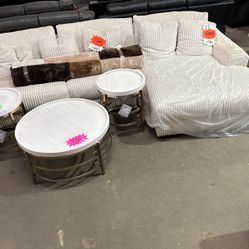 3pc Cream Colored Plush Oversized Chofa Set