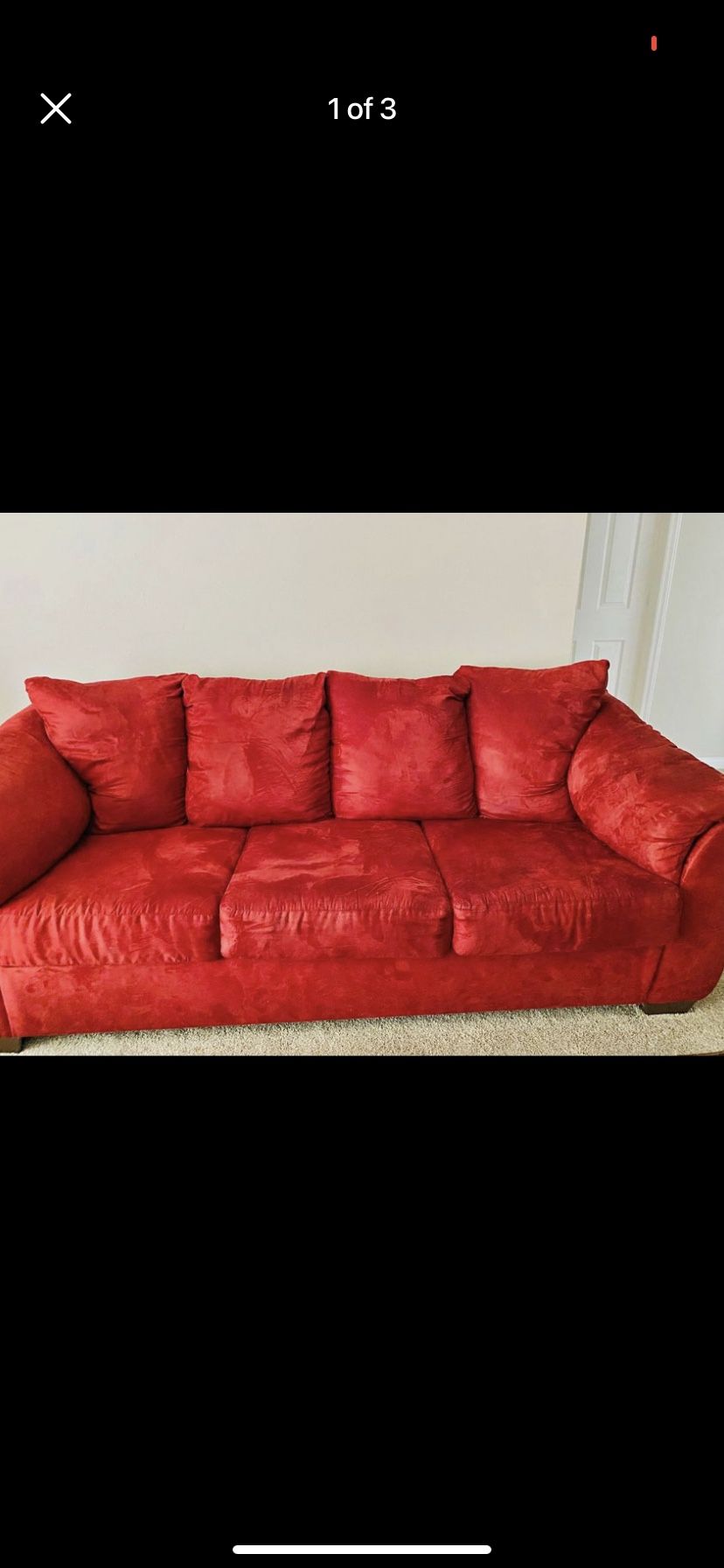 Beautiful Red Sofa Couch - Ashely Furniture - NO STAINS OR RIPS.