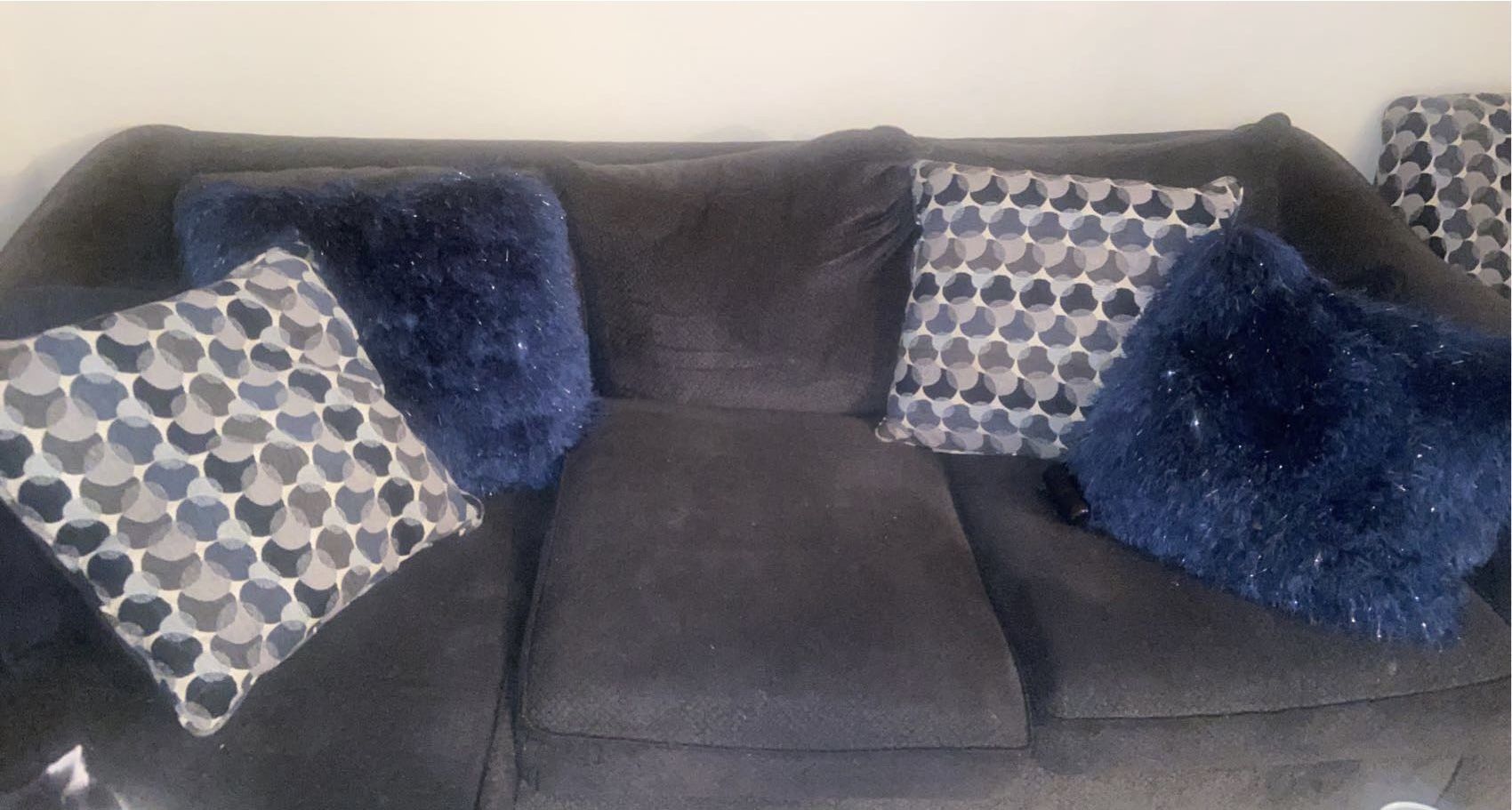 Dark Grey / Blue Couch  With Matching Chair 