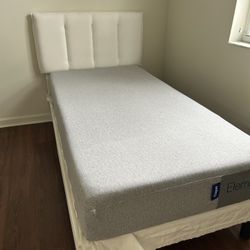 Twin Bed Casper Element Mattress With White Headboard