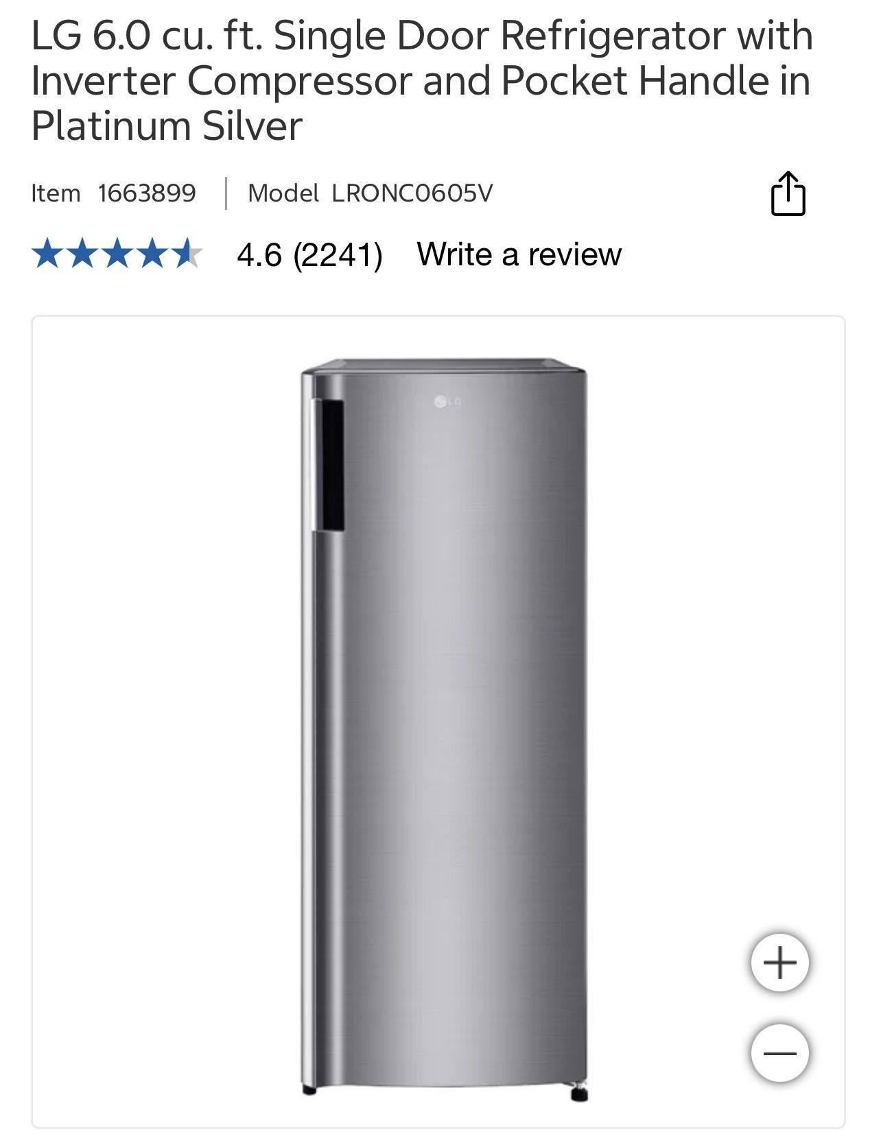 LG 6 cu ft refrigerator