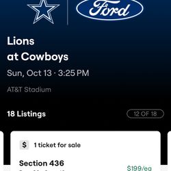 Many Great Detroit Lions @ Dallas Cowboys Tickets & Parking