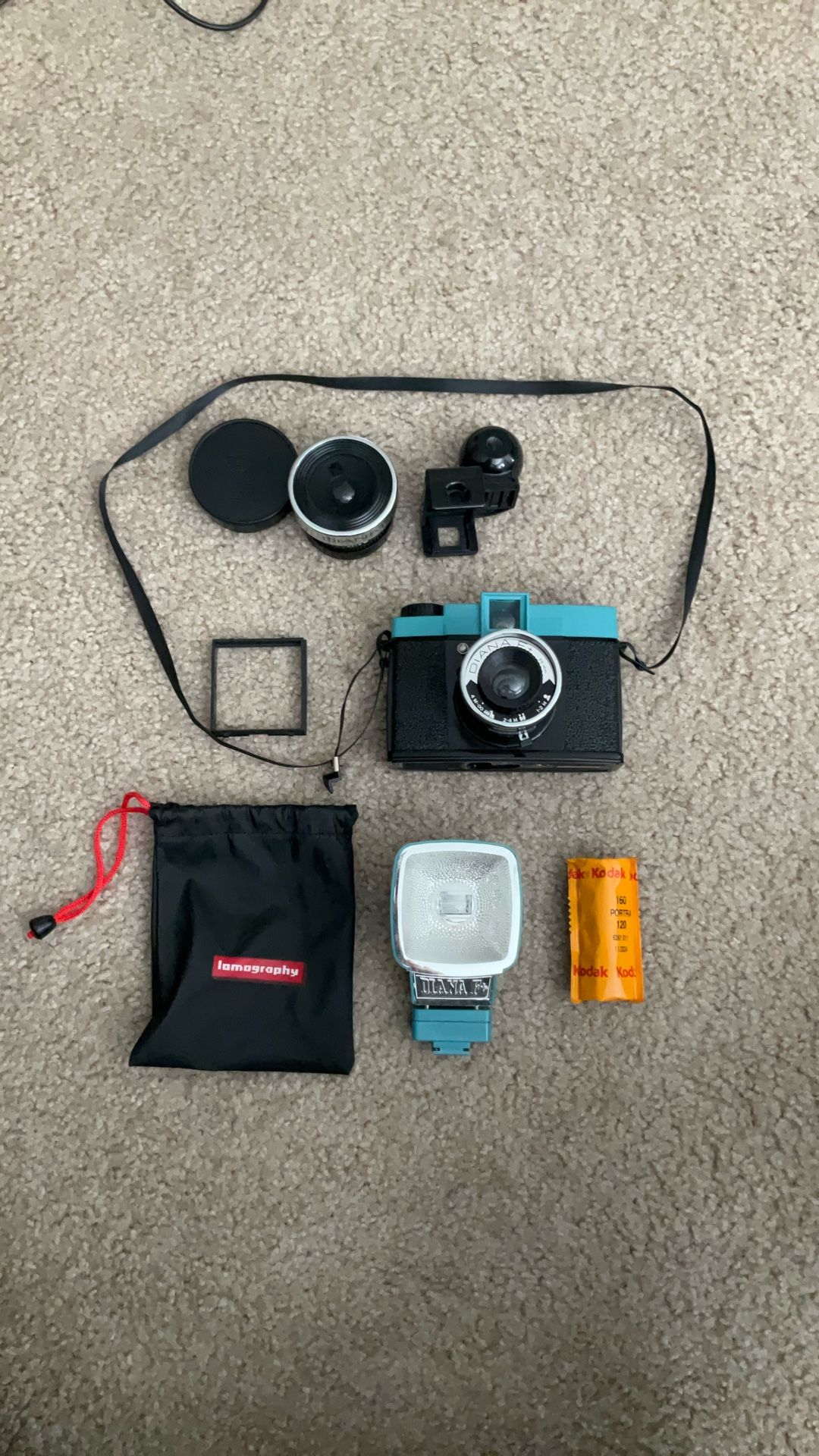 Diana F+ w/Fisheye Lens + 1 roll of Kodak Portra 160 (120 medium format film)
