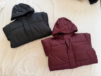 Hooded Puffer Jackets Bundle Black and Burgundy