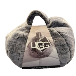 UGG Dawson Tipped Faux Fur Tablet Pouf Gray Round 13in x 13in x 13in
