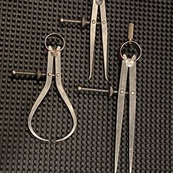 Lot of 3 Spring Calipers by Union Tool Co. of Orange Massachusetts USA Made! Inside, Outside, & Divider.  