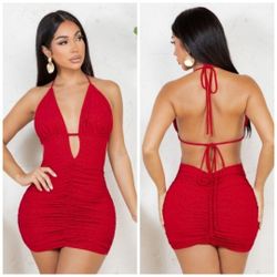 Sexy Glittery Red Mini Dress 