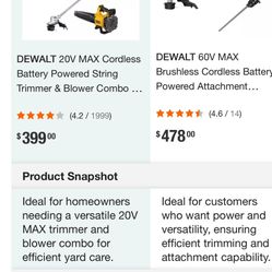 Memorial Day DEWALT 20V MAX Cordless Battery Powered String Trimmer & Blower Combo Kit with (1) 4 Ah Battery & Charger 