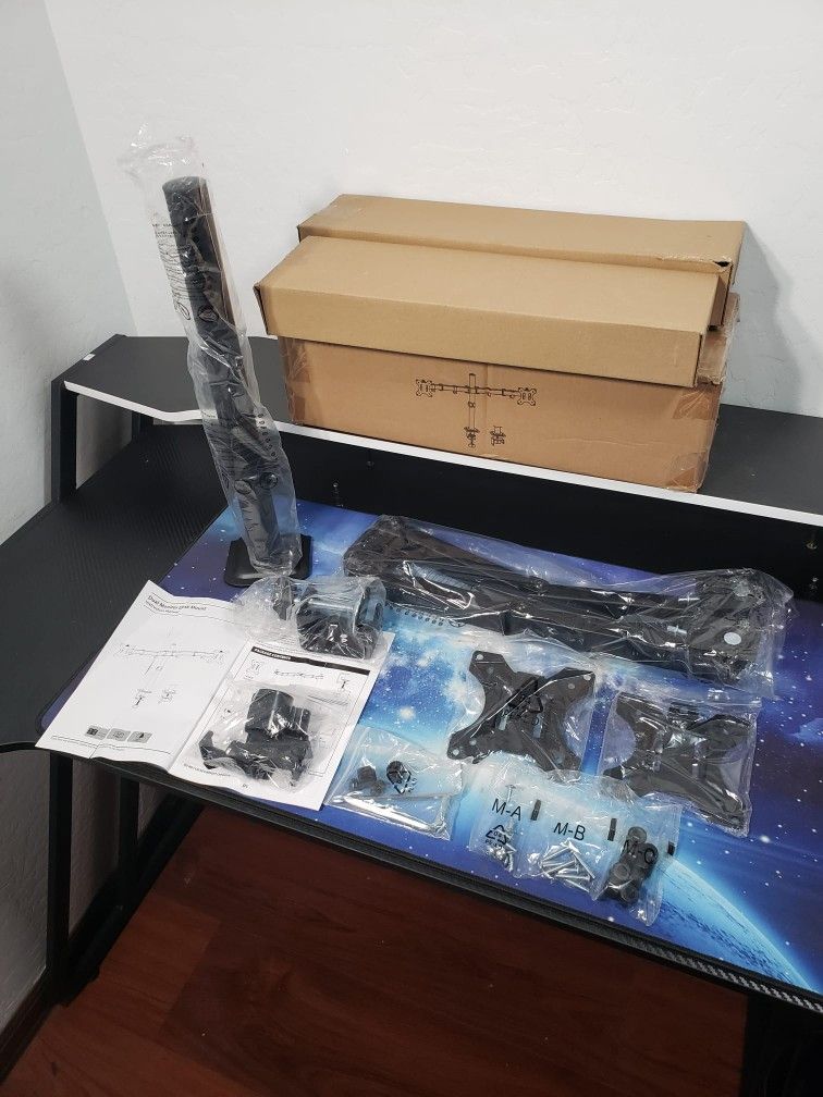New Dual Monitor Mount, Dual Monitor Stand for Two 17"-32" Flat/Curved Computer Screens, Fully Adjus