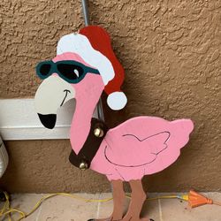 Wooden Christmas Flamingo Garden Decor