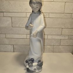 Lladro NAO Girl with Dog Figurine 