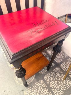 Vintage End Table Hot Pink hand painted