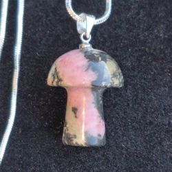 Crystal Mushroom Silver Necklaces