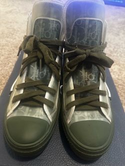 Dior High-Top Sneakers Olive Green Oblique