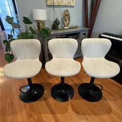Set of 3 Modern Adjustable Swivel Bar Stools