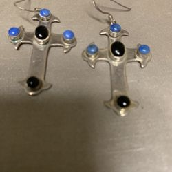 Vintage 925 Cross Earrings 