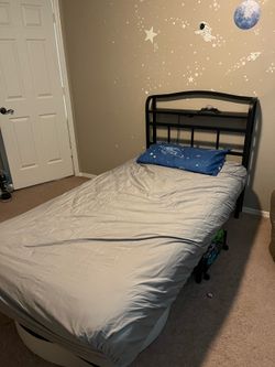 Twin bed frame with electrical