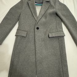 Topshop Long Cardigan Jacket Women's US size 4 Gray Open Front Cotton Blend
