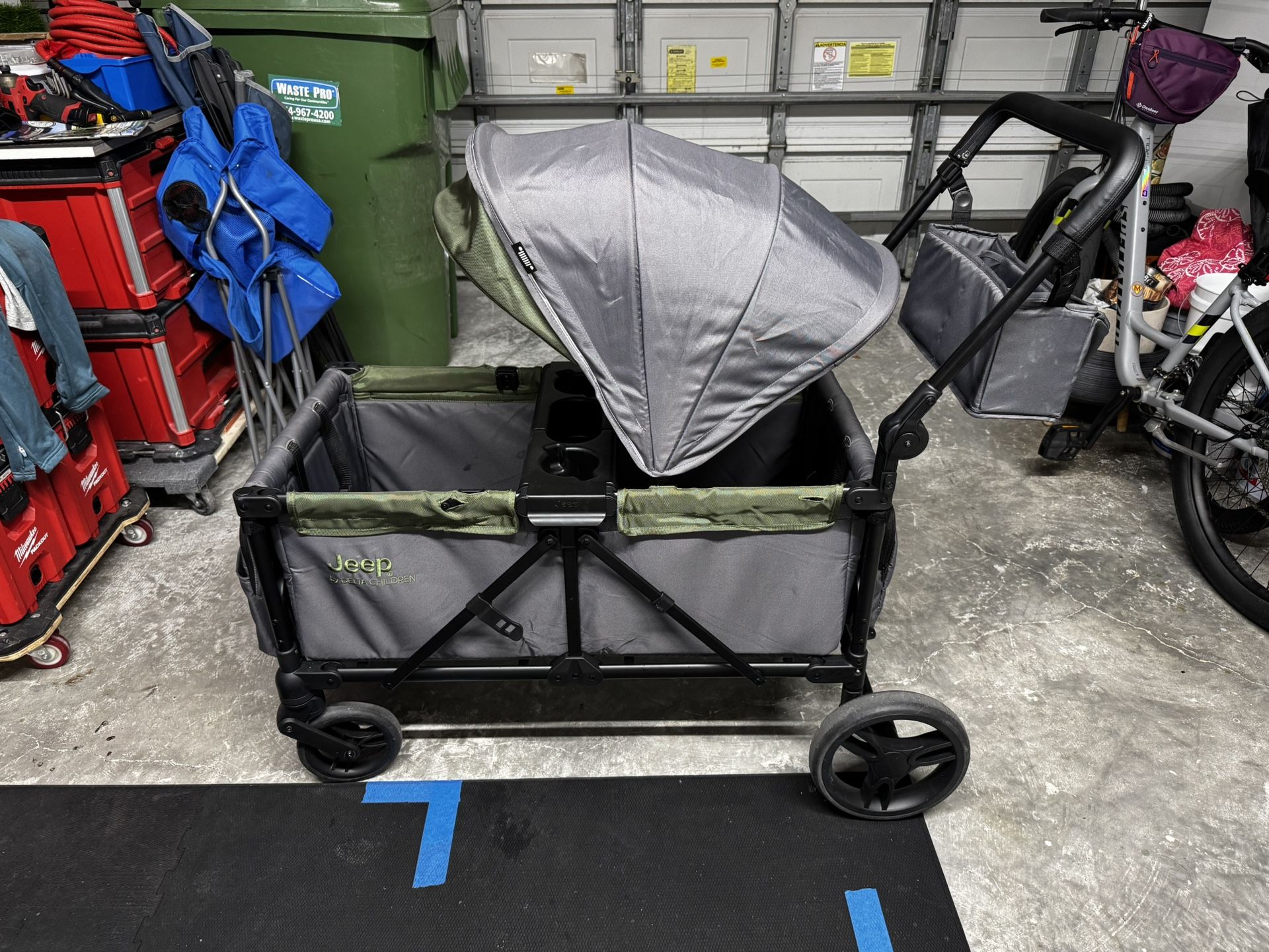 Jeep Sport All-Terrain Stroller Wagon, Includes Canopy, Cup Holders, Grey