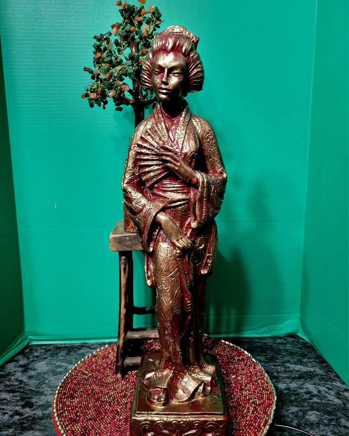 Vintage Geisha Statue Stamped on the Base 21" Tall 