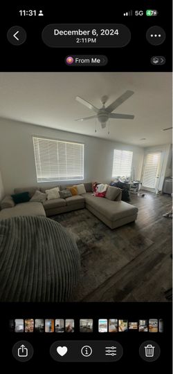 Large Gray Fabric Sectional Sofa make me an offer