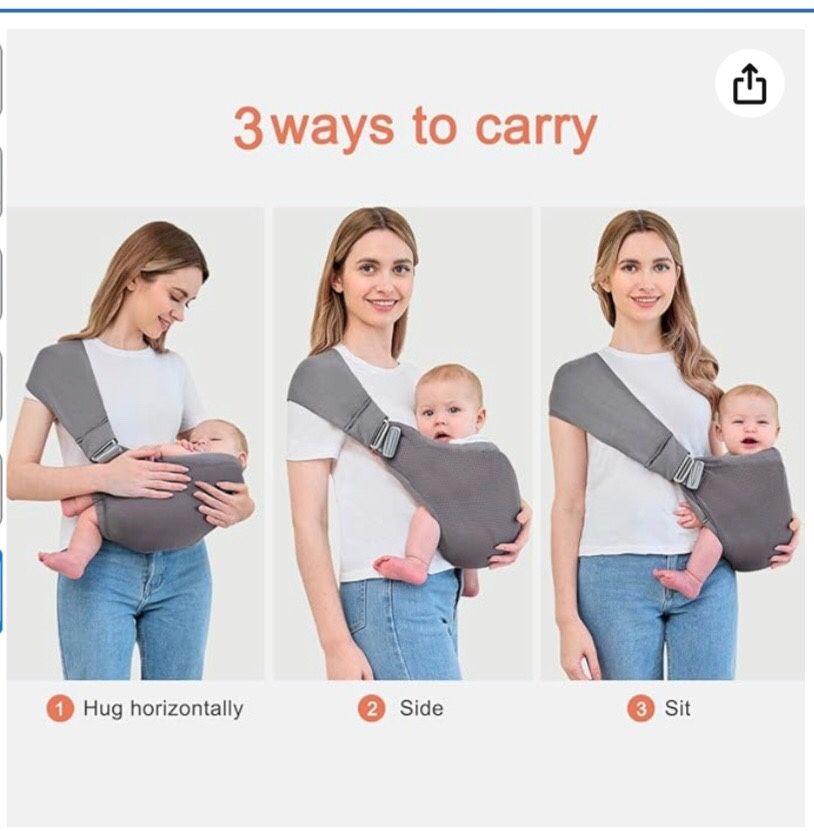 Baby Sling Carrier,Baby Carrier Newborn to Toddler,Toddler Carrier,Portable Lightweight & Spreadable Shoulder Straps (Dark Grey)