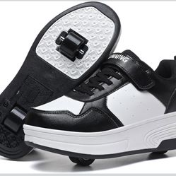 HSQ Fashion Sneaker Roller Skate Shoes for Boys Girls Kids Detachable Wheeled 2 in 1 Skating Shoes with Wheels • New Open Box, Tried-On Only.