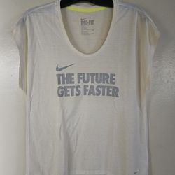 Nike "The Future Gets Faster" Dri-fit Loose T-shirt - Cream - Size S/M