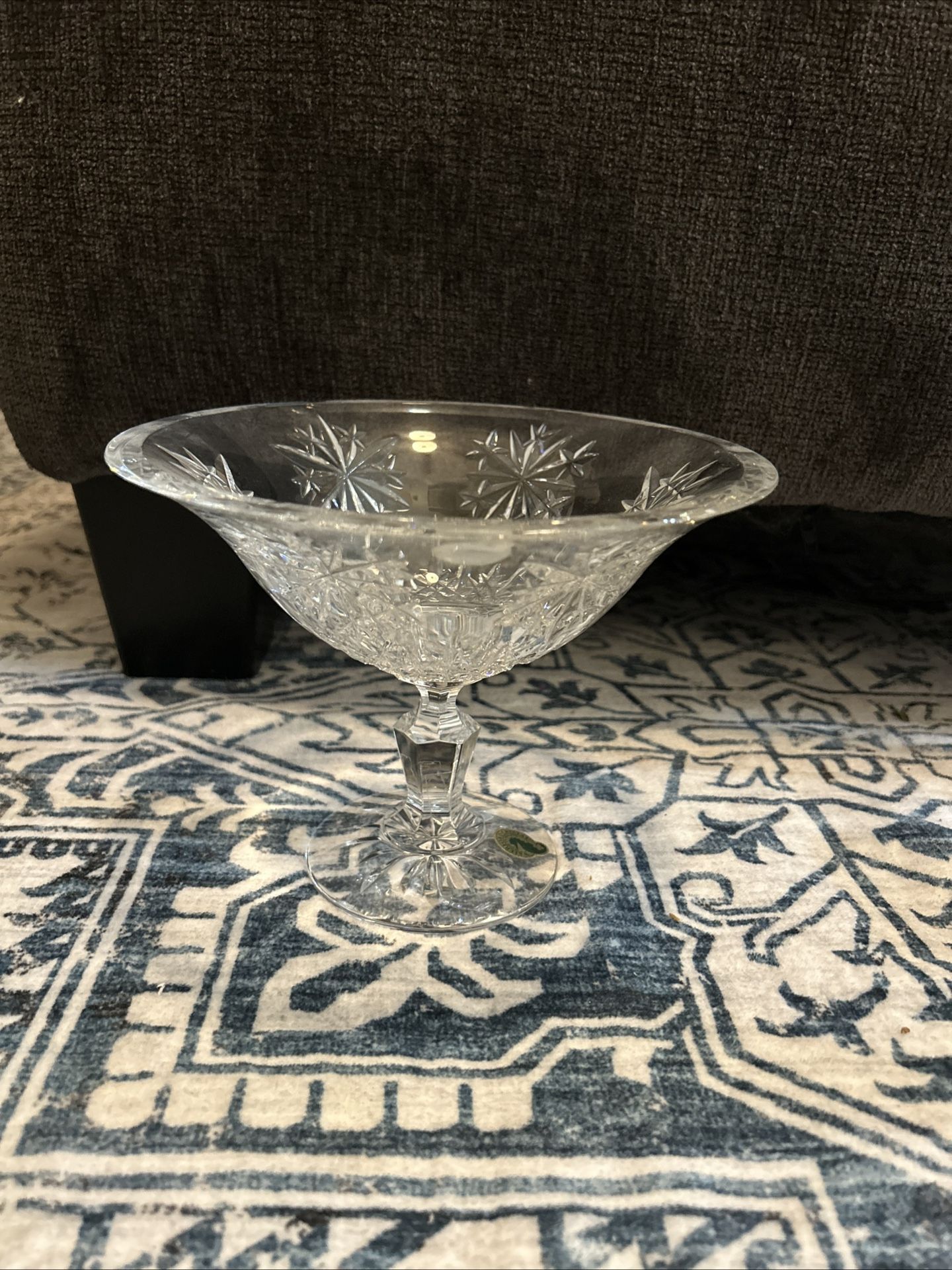 WATERFORD IRISH LEAD CRYSTAL “SNOW CRYSTALS” COMPOTE BOWL #6001