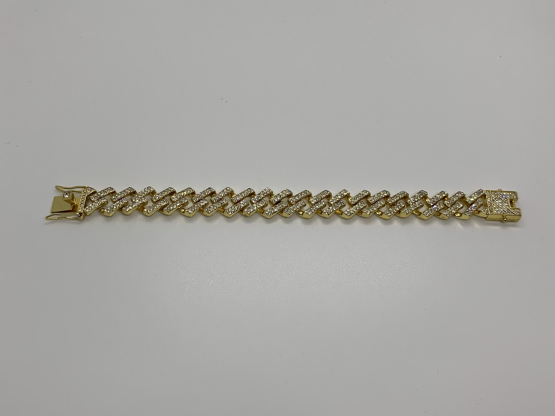 14k Gold Plated Cuban Prong Link Bracelet 13mm 8” Premium Bracelet Box Clasp