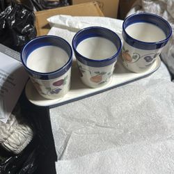 Set De 3 Macetitas Princess House Orchard Nuevas No Caja Precio Firme 35