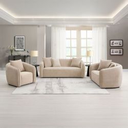 Sofa and Loveseat Beige Chenille fabric, New Especial price 