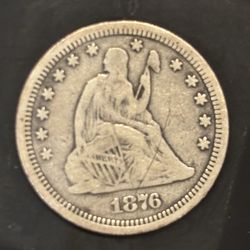 1876-CC Seated Liberty Quarter – Carson City Silver Coin