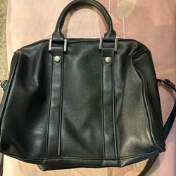 Black leather bag with silver accents #leatherbag