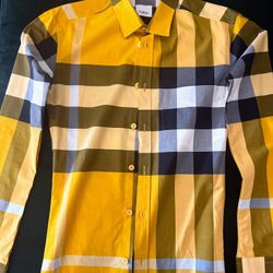 Burberry Yellow Plaid Shirt -Small