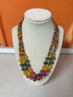 Multicolor Beaded Multi-Strand Necklace