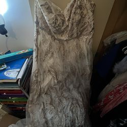 White & Gold Prom Dress