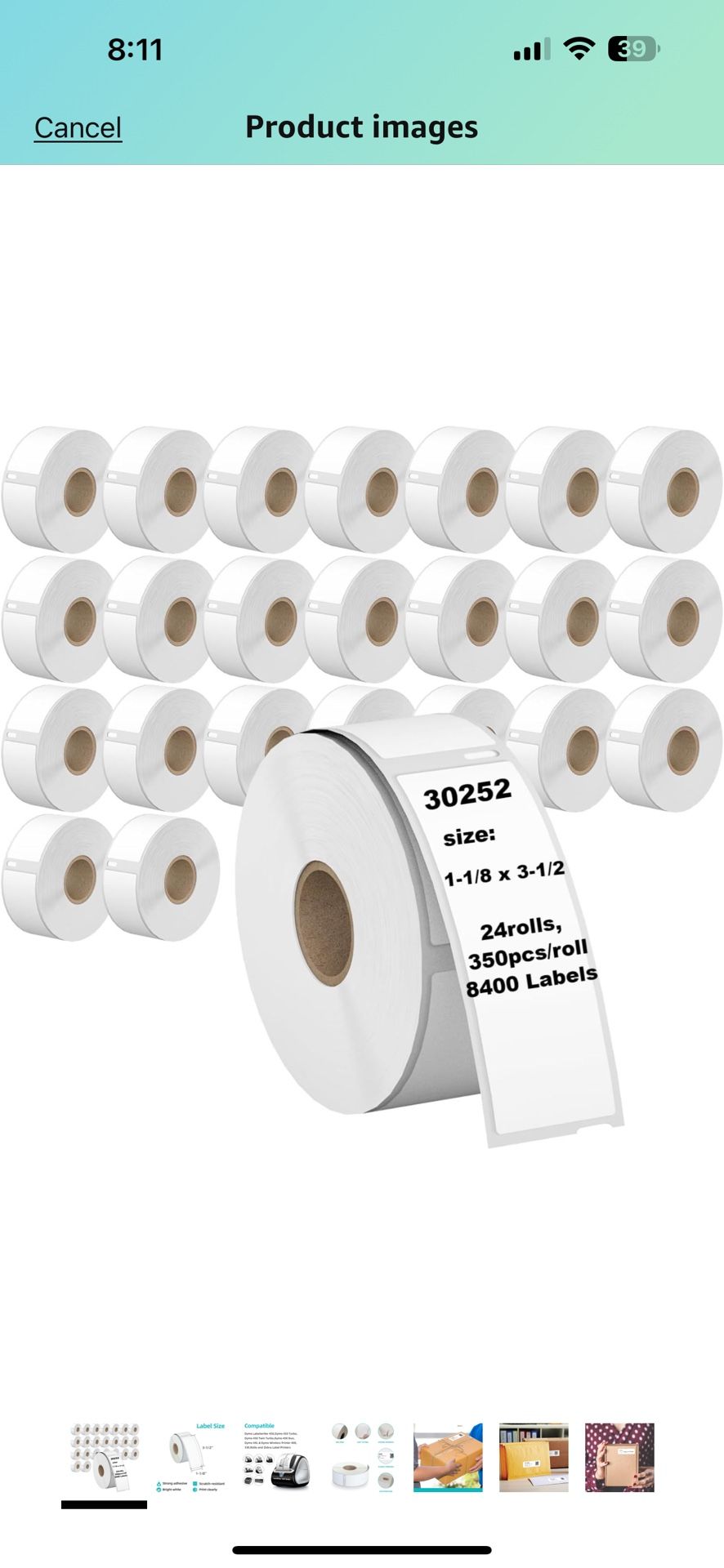 Address Labels 24rolls,8400 pcs,Compatible with DYMO 30252 Shipping Replacement Labels,1-1/8" x 3-1/2"(28mm x 89mm) for DYMO LabelWriter Printer