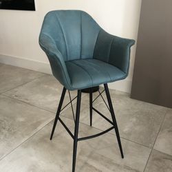 Designer Moes Teal Suede Bar Stools