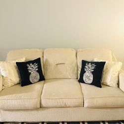 Sleeper queen couch and matching loveseat—cream colored $350