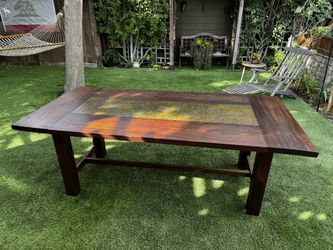 Dark Brown table With Copper Inlay
