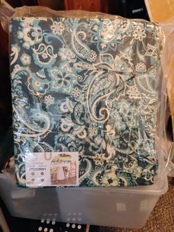 Set Of 2 Outdoor Chair Cushions - Teal Paisley - NEW