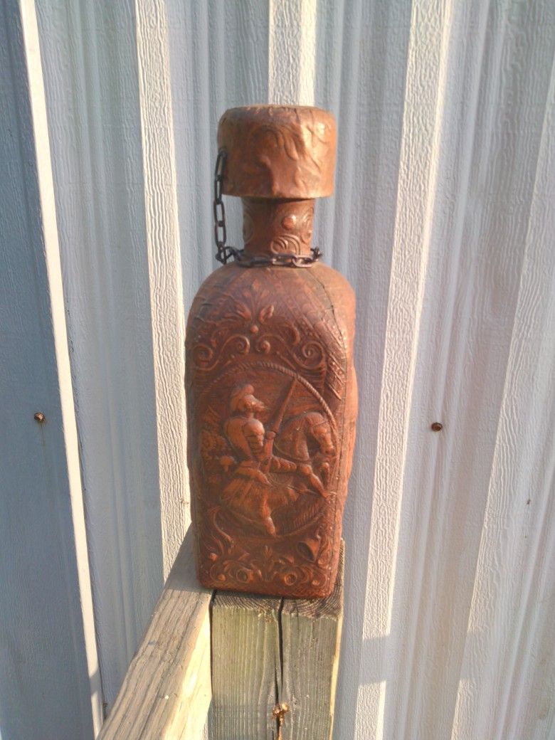 Leather Wrapped Vintage Liquor Bottle