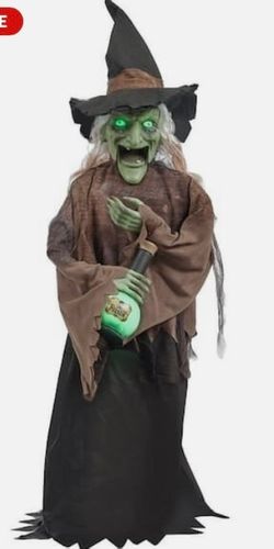 3ft Halloween Classics Animated LED Potion Witch Animatronic 2024 Home Depot