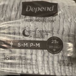 Depend 16ct Night Defense Small Medium Adult Diaper Incontinence 