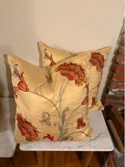 Decorative Embroidered Throw Pillows – Set of 2 – 24” x 24”