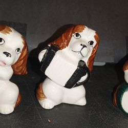 3pc Vintage porcelain Japanese dog band figurines
